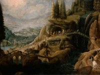 GG 1454  GG 1454, Tobias Verhaecht (1561-1631), Gebirgslandschaft mit der Trennung von Abraham und Loth, 1609, Leinwand, 111 x 157 cm : Landschaft, Personen, Tiere